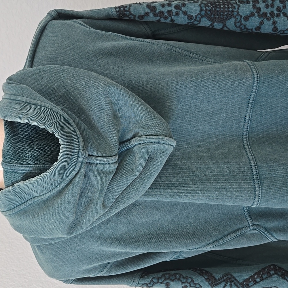 Daily Practice Anthropologie Blaine Embroidered Hoodie Mini Dress Green MEDIUM - Picture 12 of 14